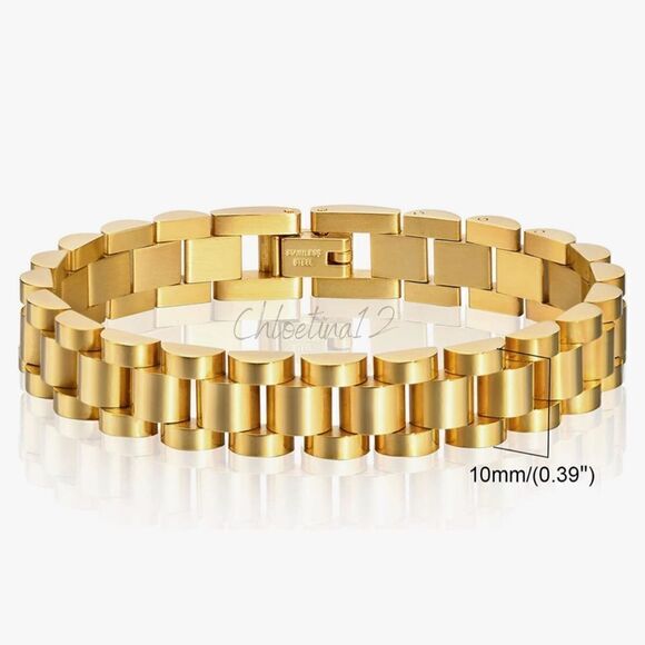 New ChunkyâGold/SilverâChainâLinkâBracelet - Picture 4 of 16